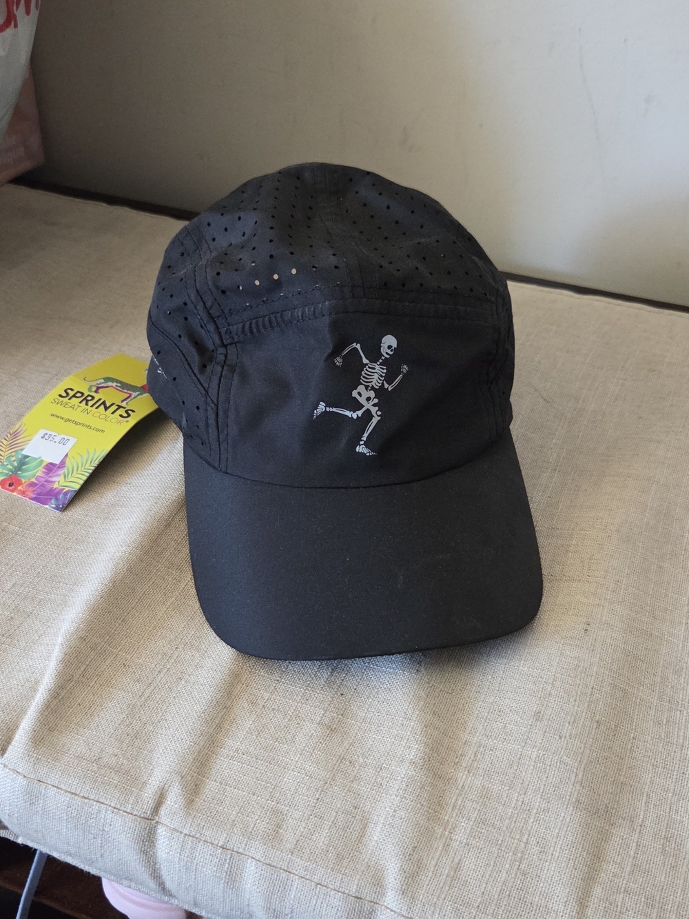 SPRINTS Black Running Hat Skeleton Performance Cap 💀🎃